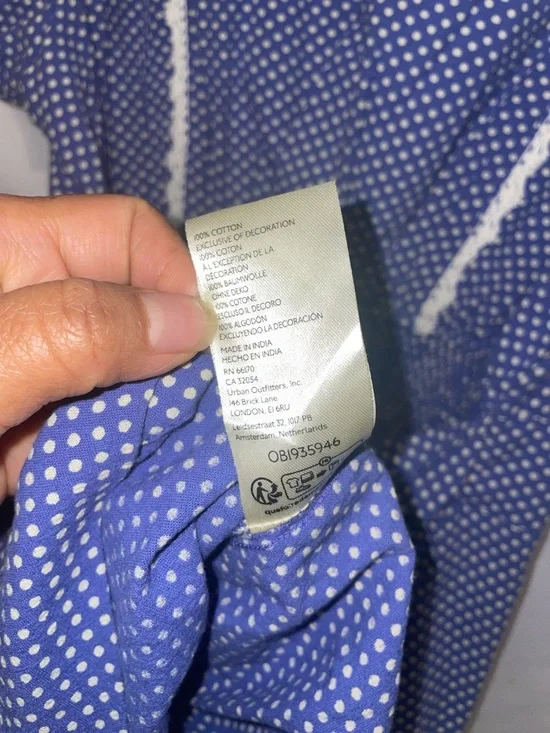 Free People Blue Polka Dot Puff Sleeve Mini Dress - Picture 8 of 8